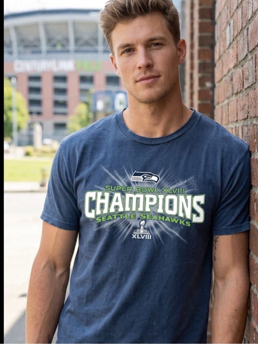 Seattle Seahawks Super Bowl XLVIII Champions Navy Blue T-Shirt